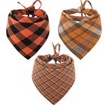 Fall Dog Bandana Autumn Thanksgiving Halloween Plaid Reversible Triangle Bibs Scarf Accessories for Dogs Pets