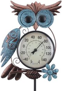 MUMTOP Outdoor Thermometer - 42 Inch Metal Owl Garden Stake Outside Thermometer for Patio, Yard and Garden