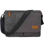 Estarer Messenger Bags for Men 13-13.3 Inch Laptop Briefcase Water Resistant Canvas Bag for Work/College/Commute Small Shoulder Crossbody Laptop Satchel, Grey, 13 inch Velcro closed, Stylish