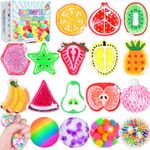 12Pcs Water Beads Stress Ball for Kids Adults, Water Beads Bags Spiky Squishy Toys Squeeze Ball Fidgets Set, Colorful Dna Ball Fidget Toy Fruit Water Beads for Kids, Ice Pack Cold Compress for Kids