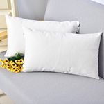 NATUS WEAVER Breathable Faux Linen Decor Oblong Throw Cushion Cover Pillow Sham (12 x 20 Inch, White, 2 Pieces)