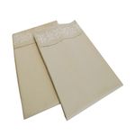 Super Soft Light Weight, 100% Brushed Microfiber, Wrinkle Resistant, Standard 2-Piece Pillowcase Set, Tan with Floral Lace Embroidery