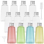 CAEEKER 12 PCS Miniature Alcohol Bottles 60ml Mini Liquor Bottles Small Favour Bottles Reusable Empty Bottles Plastic Juice Bottles Containers with Silver Screw Caps, Funnel, Cleaning Brush for Party