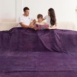 KORBLISS Oversized Blanket 120x138 Inches, Giant Huge Blanket 10'x11.5' Blanket for Bed, Sofa,Travel and Camping, Extra Large Big Soft Blanket Fits The Whole Family and Outdoor, Purple - Waffle