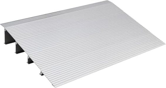 Threshold Ramps,Portable Self Supporting Aluminum Modular Entry Threshold Ramp for Wheelchair Scooters Power Chairs Walkers Metallic(4" Rise)