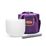 TOPFUND 741 Hz Solfeggio Crystal Singing Bowl 8 inch for Throat Chakra with Heavy Duty Carrying Case and Suede Striker