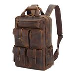 Polare Cowhide Leather Multiple Laptop Backpack Day pack Travel Bag Stachel with YKK Metal Zippers