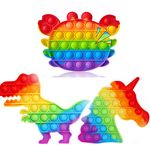 Popper Fidget Toys Push Pop Bubble Sensory Fidget Toy Popper Gifts for Babies and Toddlers, Early Educational Fidget Toy for Ages 6 Months and Up Stress Reliever Autism Silicone Squeeze Toys for Kids (3PCS)