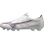 Mizuno Alpha Elite Soccer Cleat, Football Club, Wide, Lightweight, White X Ignition Red X Blue, 30.0 cm 2E