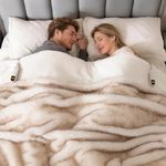 Bearhug Heated Blanket Queen Size 84" x 90", Luxury Faux Fur Electric Blanket with Dual Controllers, Ultra Plush Heating Blanket with 10 Heat Levels, 9H Auto Shut Off, ETL Machine Washable