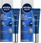 NIVEA MEN Anti-Age Hyaluron Eye Cream (15ml), Men's Eye Cream with Hyaluronic Acid, Visibly Reduces Deep Wrinkles and Eye Bags, Eye Cream for Wrinkles with 24h Moisture (Pack of 2)