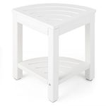 Giantex Corner Shower Stool Waterproof - HDPE Shower Bench Seat with Storage Shelf for Shaving Legs, Non-Slip Foot Pads, Plastic Spa Bath Step Foot Rest for Bathroom Small Place (White)