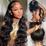 SUPERLOOK Full 360 Lace Front Wigs Human Hair Pre Plucked 180% Density HD Transparent Body Wave Lace Front Wigs Human Hair Brazilian Virgin Human Hair Wigs 360 Lace Frontal Wigs For Black Women (24inch,360 Body Wave wig)