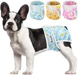 SlowTon Reusable Dog Nappies Female, 3 Pack No Leak Washable Dog Period Pants Super Absorbent Dog Heat Pants Comfortable Sanitary Dog Diapers Adjustable Buttons