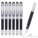 TIESOME Disposable Fountain Pens, Black Ink Smooth Writing Pens Quick-Drying Liquid ink Fine Nib for School Office Gift Supplies 6PCS