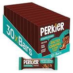 Perkier Salted Caramel & Dark Chocolate Snack Bars (30 Pack) – Vegan – Gluten Free – Protein – High Fibre – Lower Sugar - Natural Ingredients – Lower Calorie – Healthy – No Palm Oil