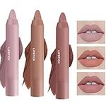 3 Colors Crayon Matte Smooth Lipstick Pack Set,Highly Pigmented Long Lasting Moisturizing Waterproof Velvet Lip Gloss Stain Set Nourishing Rotating Lip Stick Professional Lip Makeup Lipgloss Set