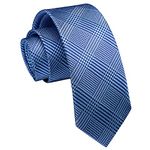 Enlision Mens Slim Tie Checked Ties for Men Classic Blue Silk Neckties for Formal Wedding Business 6cm