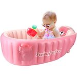 Inflatable Baby Bath Tub Portable Foldable Travel Mini Swimming Pool Helps Infants to Toddler Tub(Pink)