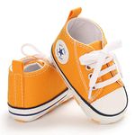 Baby Girls Boys Sneakers Toddler Shoes Canvas First Walking Shoes Newborn Anti-Slip Prewalker Sneakers for 6-12 Months Yellow