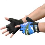 UROCK Microfiber Breathable Cycling Gloves for Men & Women, Half Finger Cycling Gloves, Perfect Bike Riding Gloves, Sports Gym Gloves (L) (L, Blue)