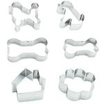 SZXMDKH Dog Bone Cookie Cutter Set of 6 pcs- Including Dog Bone, Paw Print, Puppy, Poodle and Dog House Cookie Cutters Shapes, Cute Stainless Steel Biscuit Cutters Fondant Cake Molds, Style9, xgmj06