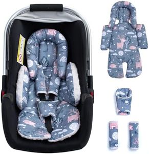2-1 Thickened Carseat Head & Body Support for Infant, Mink Newborn Car Seat Insert with Strap Pads Protector, Adjustable Infant Car Seat Head Support for Girls Boys, Travel Car Seat Cushion for Baby
