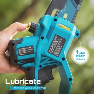 SEESII Cordless Mini Chainsaw Set – 8" & 6" Brushless, 2x 3000mAh, Tool-Free, Oiler