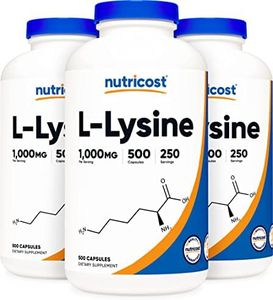 Nutricost L-Lysine 500mg (1000mg Serving), 500 Capsules (3 Bottles)