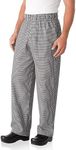 Chef Works Men's Essential Baggy Zip-Fly Chef Pants, Black/White, Medium