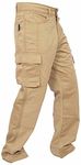 Newfacelook Mens Cargo Trouser Work Heavy Duty Pants Straight Fit Jeans Khaki W32 x L30