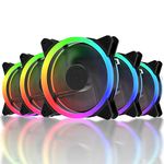 upHere RGB123-5 120mm Quiet Edition High Airflow RGB LED Case Fan,Computer case and Radiators-5 Pack