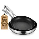 SCANPAN HaptIQ Nonstick Fry Pan Set, 20/26cm, Professional 5-Ply Stainless Steel & Aluminum Pans – Stratanium+ Nonstick Coating – Durable Cookware Ideal for Frying, Searing, Sautéing, & Browning Foods