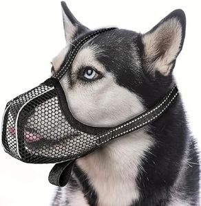 Dog Muzzle for Large Breeds | Breathable, Reflective, and Durable Black Dog Mouth Cover-Black | XXL