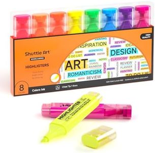 Highlighters, Shuttle Art 8 Assorted Colours Highlighter Pens, Chisel Tip Dry-Quickly Non-Toxic Highlighter Markers for Adults Kids Highlighting in the Home School Office