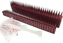 12 Pack Bird Spikes - 17 x 1.57 x 1.38 Inch Plastic Bird Deterrent Spikes - Bird Deterrent Spikes Keep Pigeon, Squirrel, Raccoon, Cats, Crow Away - Anti-Bird Spikes Fence for Railing and Roof (Brown)