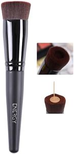 ENERGY Foundation Brush for Liquid Makeup Flat Top Kabuki Makeup Brush Professional Vegan Synthetic for Liquid Cream Powder Blending Perfect Concave Face Makeup Brush