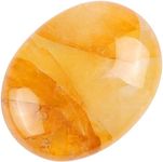 LEADGEM Citrine Palm Stone 1.8 Pocket Oval Thumb Worry Stone Polished Chakra Healing Crystals Reiki for Anxiety Stress Relief Therapy, Meditation