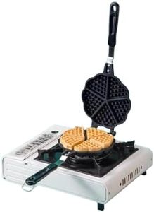 Cast Iron Waffle Pan, Cast Iron Waffle Maker Stove Top Double Sided Pancake Maker Multifunctional Crisp Omelet Pan, 5.9in Portable Camping Waffle Maker for Stovetop or Grill Makes