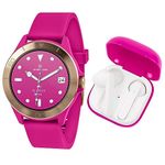 Harry Lime Series 7 Pink Silicone Strap Smart Watch With Pink True Wireless Earphones in Charging Case