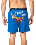 Lazy Me Men's Funny Novelty Boxer Shorts Humorous Underwear, Gag Gifts for Him, Buck Naked, S