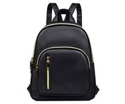 YANAIER Women Leather Backpack Purse Anti-Theft Mini Backpack Casual Waterproof Small Daypack for Girls Black