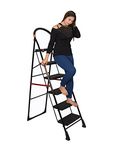 PARASNATH Alloy Steel Black Diamond Ladder 6 Step Heavy Folding Step Ladder With Wide Step 6.3 Ft Ladder Made In India