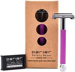 Parker 29L Lavender, Long Handle Butterfly Open Double Edge Safety Razor for Women, 5 Parker Premium Platinum Double Edge Razor Blades Included