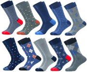 QLSCKVST Men's Dress Socks Fun socks Comfortable Soft Business cotton Casual Crew Colorful striped socks One Size Multi-pack (Color26)