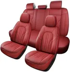 MINGBRON Red Car Seat Covers,Leather Car Seat Cover, Waterproof Seat Covers Full Set, Fit RAV4 Accord Altima Rogue CX5 CRV Wine Red