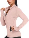 PINSPARK Womens Running Jacket Breathable Active Jacket Slim Fit Track Jacket Zip Up Yoga Sportswear Light Pink XXL