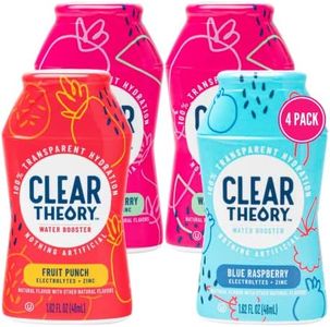Clear Theory Water Flavoring Drops, Electrolytes Drink Mix, Water Enhancer Liquid, Flavored Hydration for Kids, Vegan, Gluten Free, Low Calories, Stevia, Variety Pack, 4 Pack, 1.62 Fl Oz Bottles