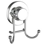 HOME SO Suction Cup Hooks for Shower, Bathroom, Kitchen, Glass Door, Mirror, Tile – Loofah, Towel, Coat, Bath Robe Hook Holder for Hanging up to 15 lbs – Rustproof Chrome Stainless Steel (1-Pack)