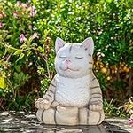 Meditating Zen Garden Cat Statue Sculpture Figurine - Large Gardens Decor Figurine, Yoga Lover Gift, Waterproof Jared Leto Met Gala Indoor Outdoor Lawn Kitten Funny Decoration 9.5" H Mom & Grandma